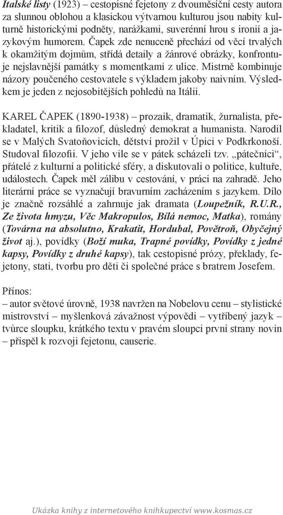 školní četba Karel Čapek ITALSKÉ LISTY - PDF Stažení zdarma
