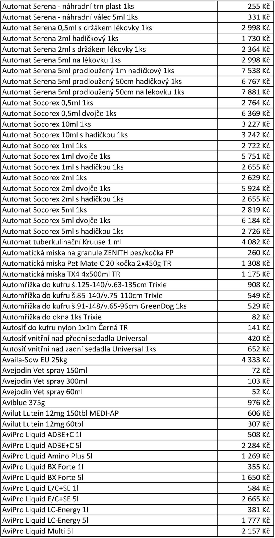 0,5ml 1ks Automat Socorex 0,5ml dvojče 1ks Automat Socorex 10ml 1ks Automat Socorex 10ml s hadičkou 1ks Automat Socorex 1ml 1ks Automat Socorex 1ml dvojče 1ks Automat Socorex 1ml s hadičkou 1ks