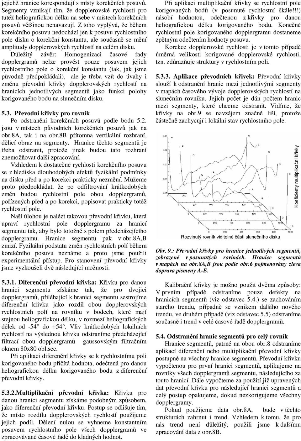 Důležitý závěr: Homogenizaci časové řady dopplergramů nelze provést pouze posuvem jejich rychlostního pole o korekční konstantu (tak, jak jsme původně předpokládali), ale je třeba vzít do úvahy i
