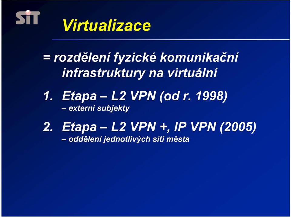 Etapa L2 VPN (od r. 1998) externí subjekty 2.