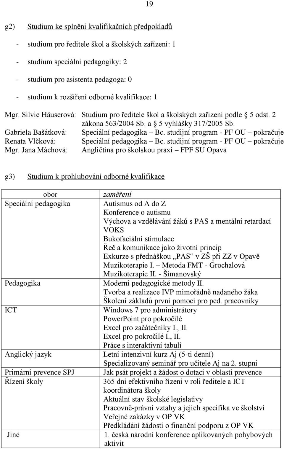 studijní program - PF OU pokračuje Renata Vlčková: Speciální pedagogika Bc. studijní program - PF OU pokračuje Mgr.