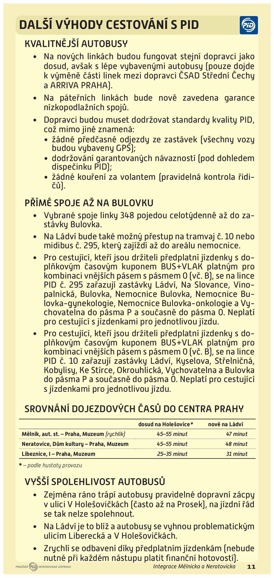 Dopravci budou muset dodržovat standardy kvality PID, což mimo jiné znamená: žádné předčasné odjezdy ze zastávek (všechny vozy budou vybaveny GPS); dodržování garantovaných návazností (pod dohledem