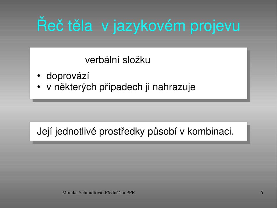 nahrazuje Její jednotlivé prostředky