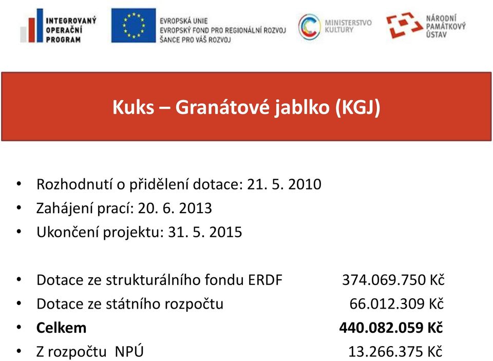 2015 Dotace ze strukturálního fondu ERDF 374.069.