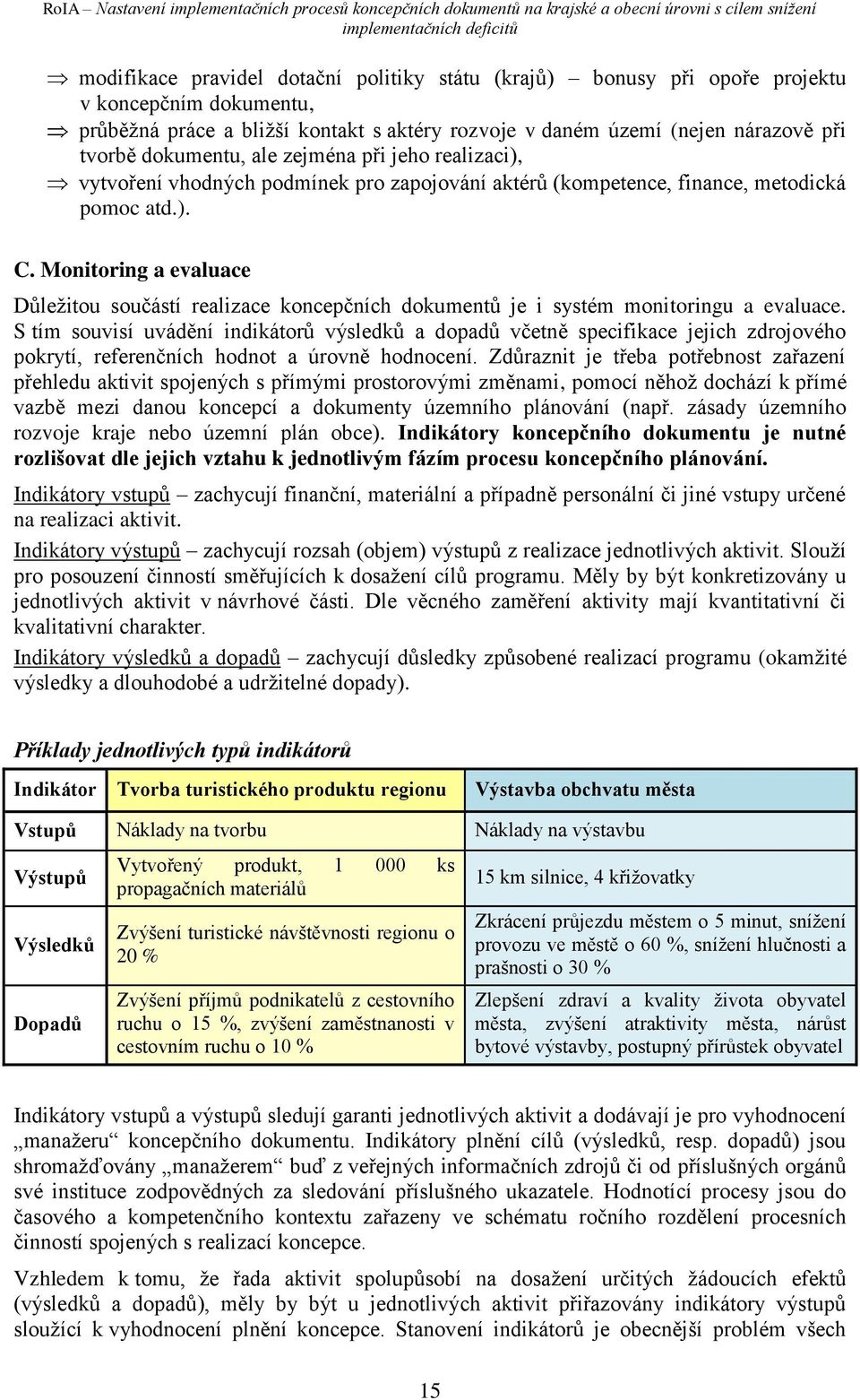 Monitoring a evaluace Důležitou součástí realizace koncepčních dokumentů je i systém monitoringu a evaluace.