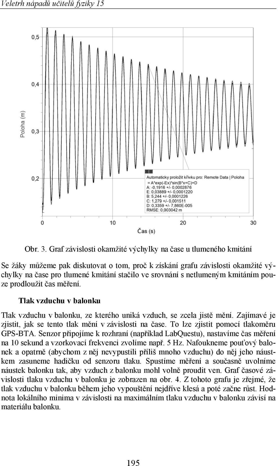 netlumeným kmitáním pouze prodloužit as m ení. Tlak vzduchu v balonku Tlak vzduchu v balonku, ze kterého uniká vzduch, se zcela jist m ní.