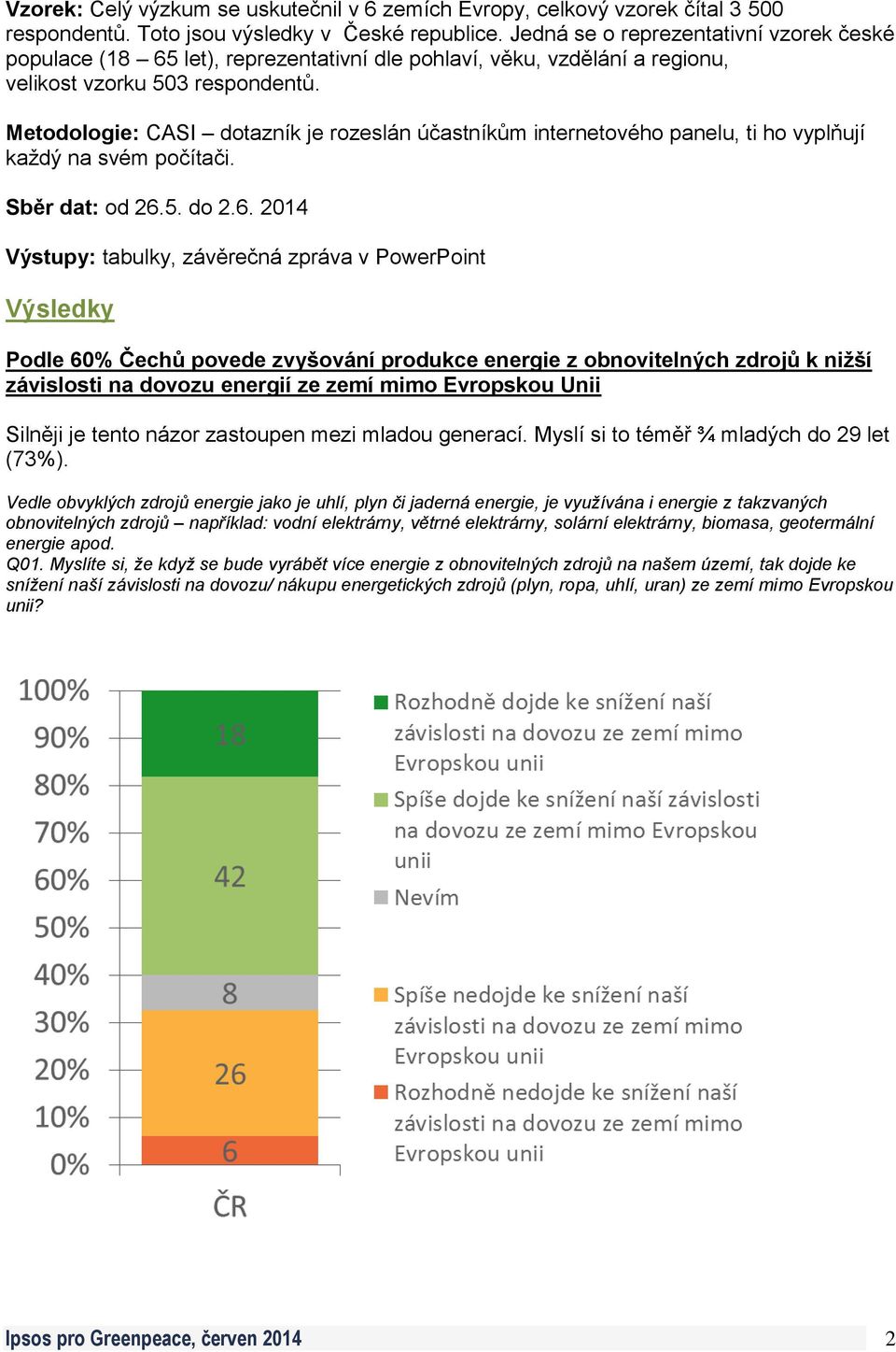 Metodologie: CASI dotazník je rozeslán účastníkům internetového panelu, ti ho vyplňují každý na svém počítači. Sběr dat: od 26.