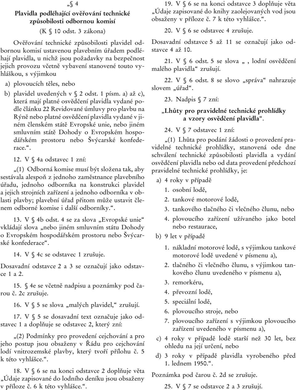 vyhláškou, s výjimkou a) plovoucích těles, nebo b) plavidel uvedených v 2 odst. 1 písm.