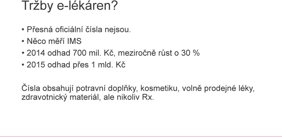 Kč, meziročně růst o 30 % 2015 odhad přes 1 mld.