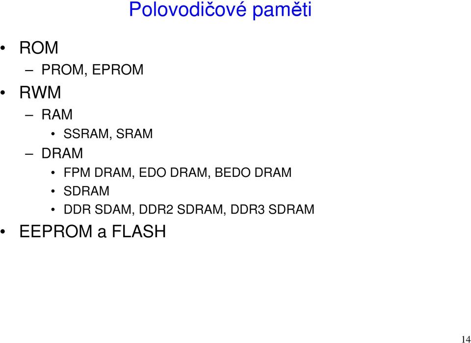 EDO DRAM, BEDO DRAM SDRAM DDR SDAM,