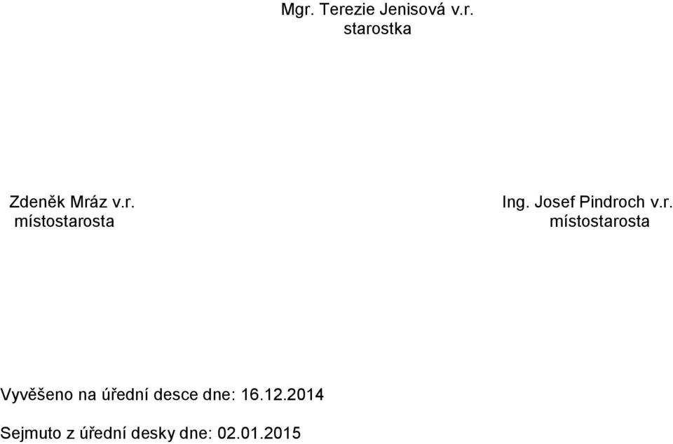 místostarosta Vyvěšeno na úřední desce dne: 16.