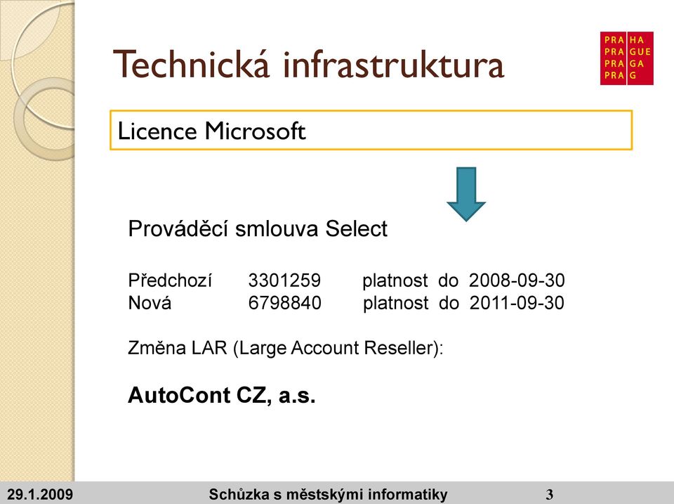 do 2011-09-30 Změna LAR (Large Account Reseller):