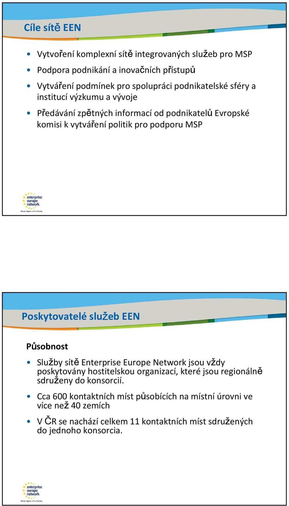 Poskytovatelé služeb EEN Title of the presentation Date 4 Působnost Služby sítěenterprise Europe Network jsou vždy poskytovány hostitelskou organizací, které jsou