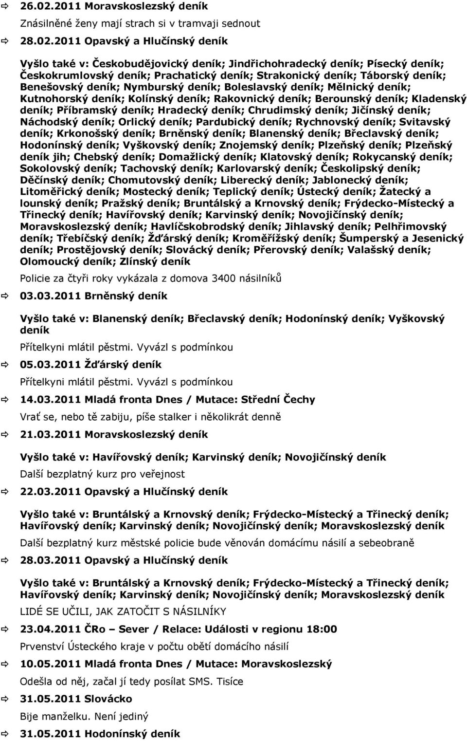 2011 Opavský a Hlučínský deník Vyšlo také v: Českobudějovický deník; Jindřichohradecký deník; Písecký deník; Českokrumlovský deník; Prachatický deník; Strakonický deník; Táborský deník; Benešovský