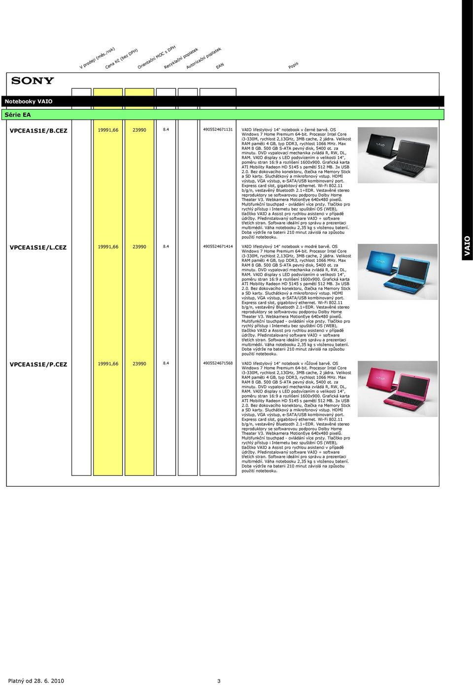 DVD vypalovací mechanika zvládá R, RW, DL, RAM. display s LED podsvícením o velikosti 14", poměru stran 16:9 a rozlišení 1600x900. Grafická karta ATI Mobility Radeon HD 5145 s pamětí 512 MB. 3x USB 2.