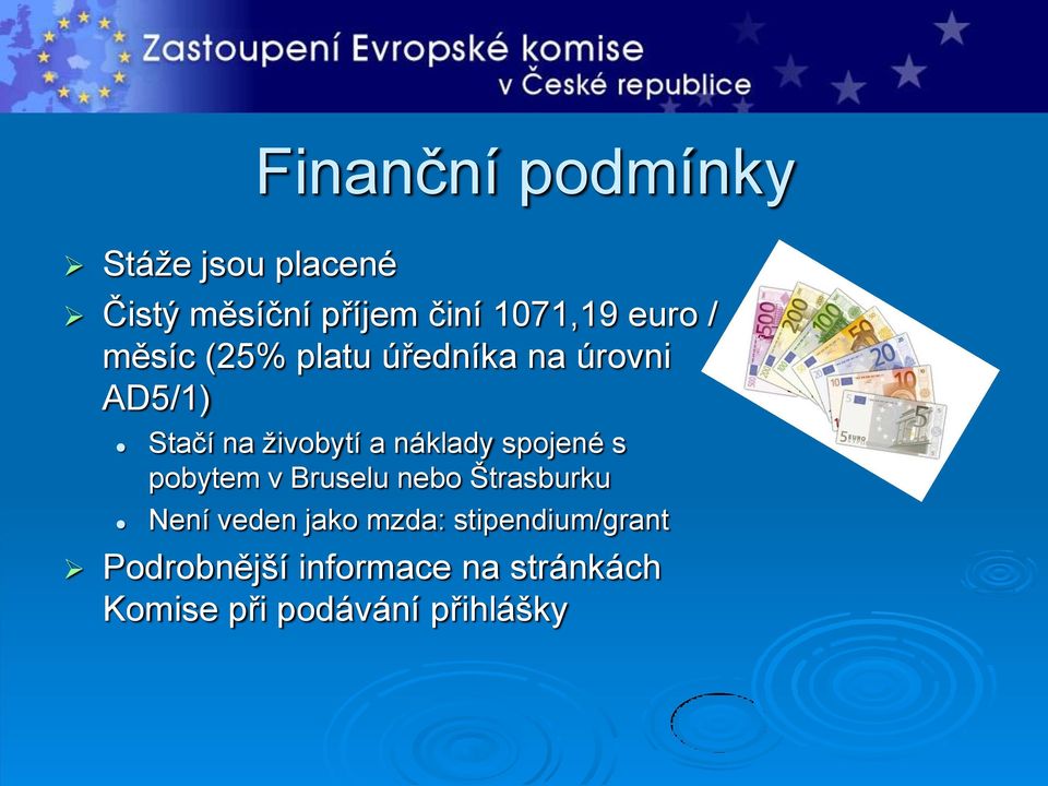 náklady spojené s pobytem v Bruselu nebo Štrasburku Není veden jako mzda: