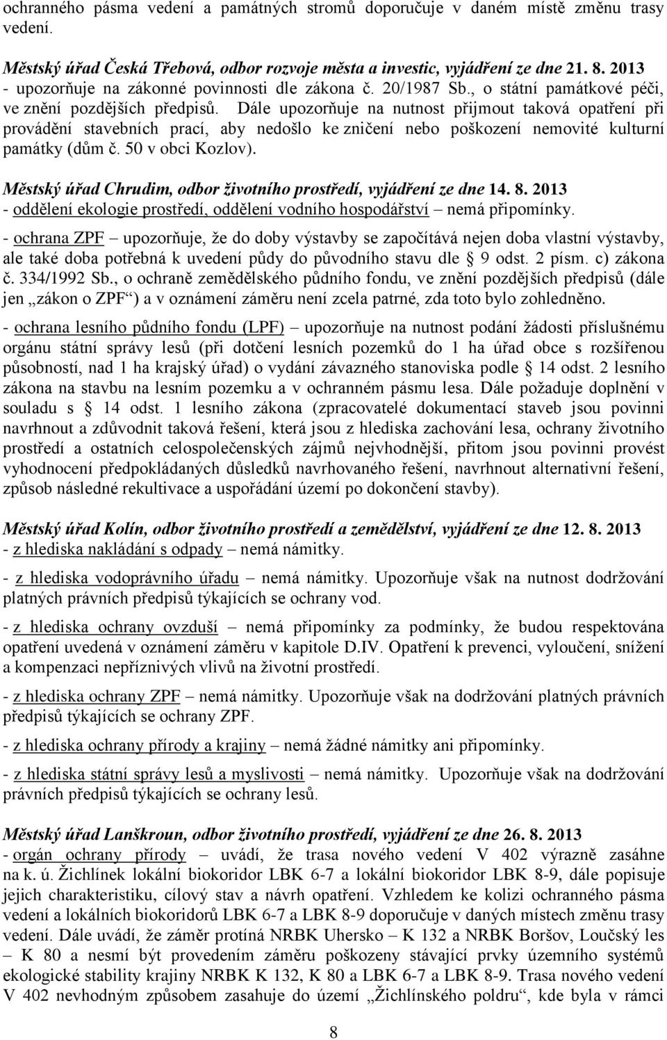 Dále upozorňuje na nutnost přijmout taková opatření při provádění stavebních prací, aby nedošlo ke zničení nebo poškození nemovité kulturní památky (dům č. 50 v obci Kozlov).