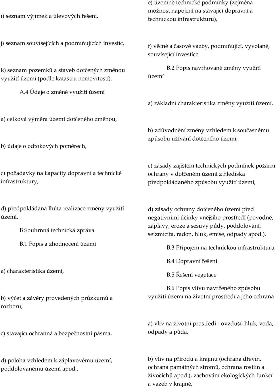 2 Popis navrhované změny využití a) základní charakteristika změny využití území, a) celková výměra území dotčeného změnou, b) údaje o odtokových poměrech, b) zdůvodnění změny vzhledem k současnému