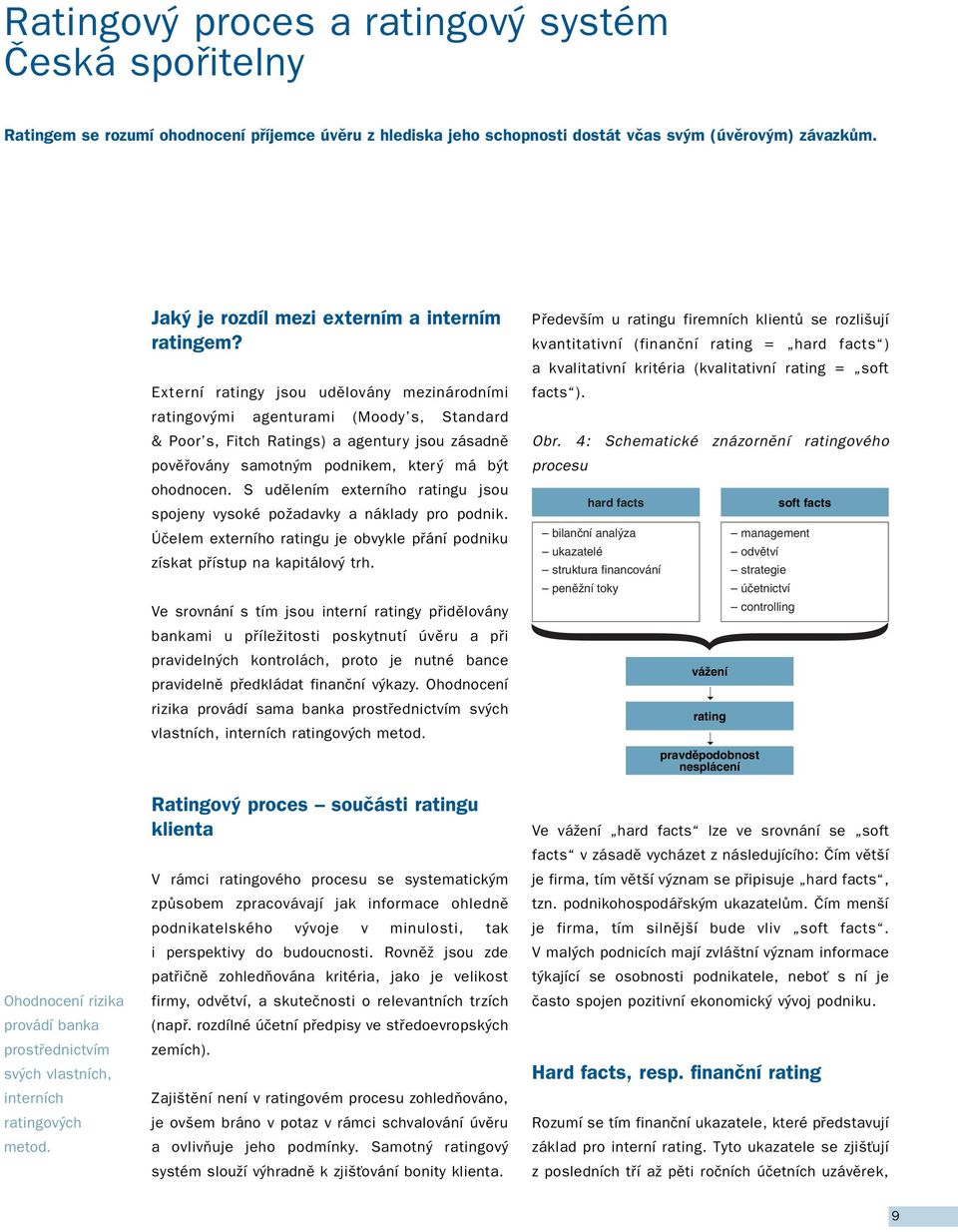 Externí ratingy jsou udělovány mezinárodními ratingovými agenturami (Moody s, Standard & Poor s, Fitch Ratings) a agentury jsou zásadně pověřovány samotným podnikem, který má být ohodnocen.