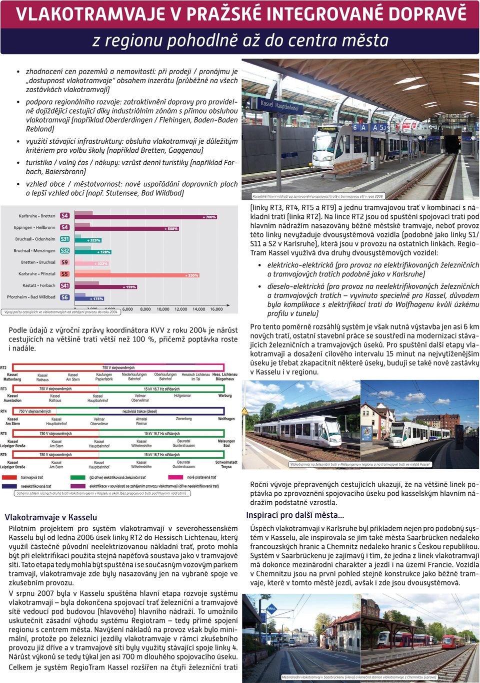 využití stávající infrastruktury: obsluha vlakotramvají je důležitým kritériem pro volbu školy (například Bretten, Gaggenau) turistika / volný čas / nákupy: vzrůst denní turistiky (například Forbach,