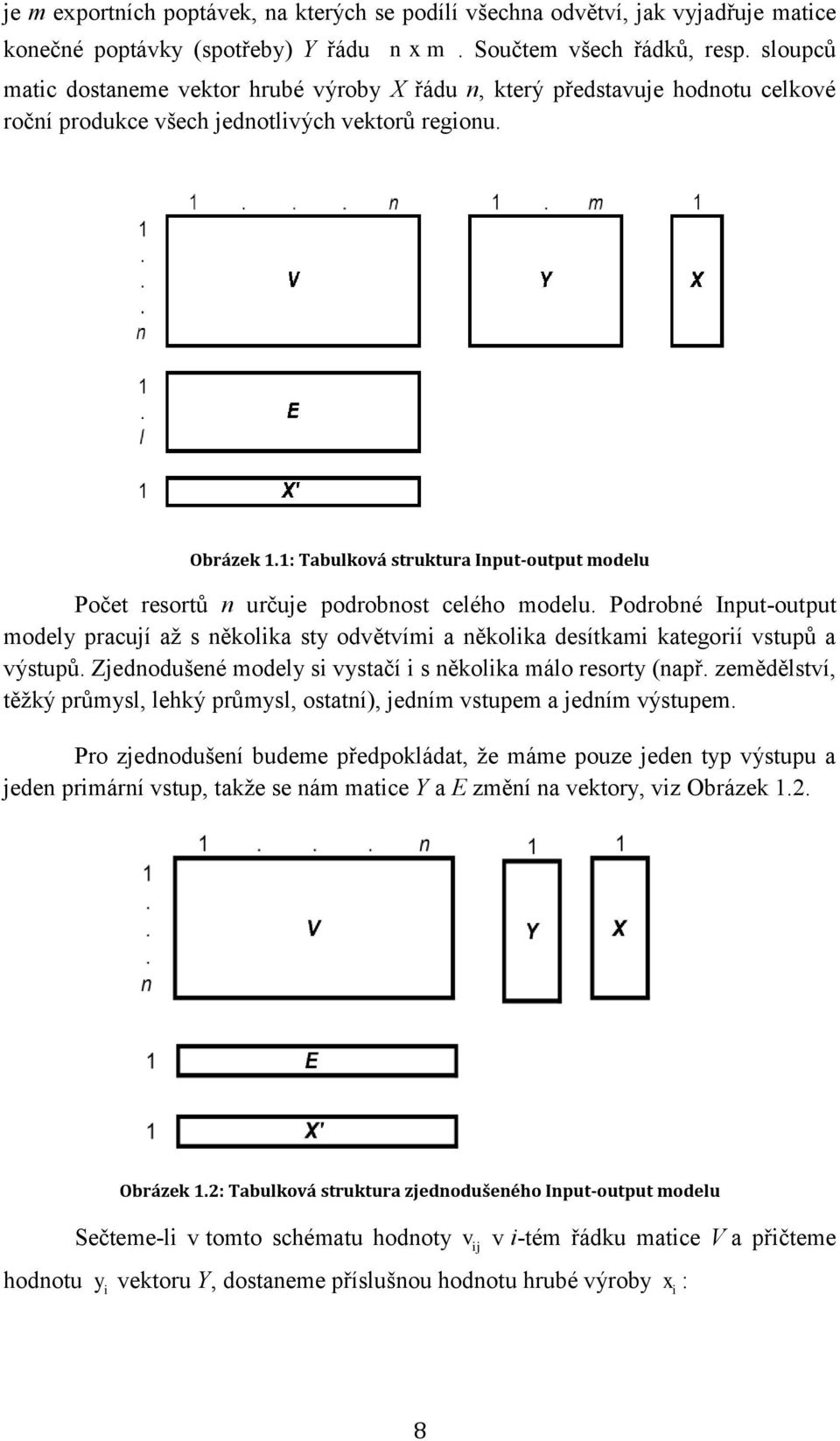 1: Tabulková struktura Input-output modelu Počet resortů n určue podrobnost celého modelu. Podrobné Input-output modely pracuí až s několka sty odvětvím a několka desítkam kategorí vstupů a výstupů.