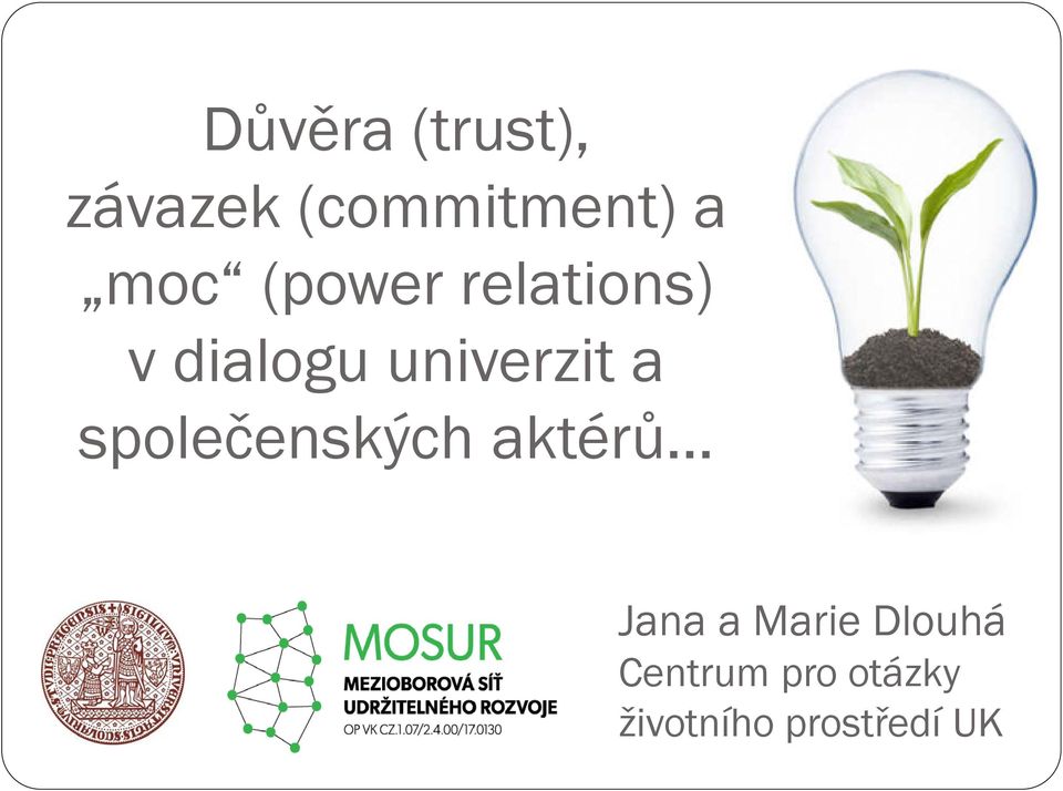 a společenských aktérů Jana a Marie