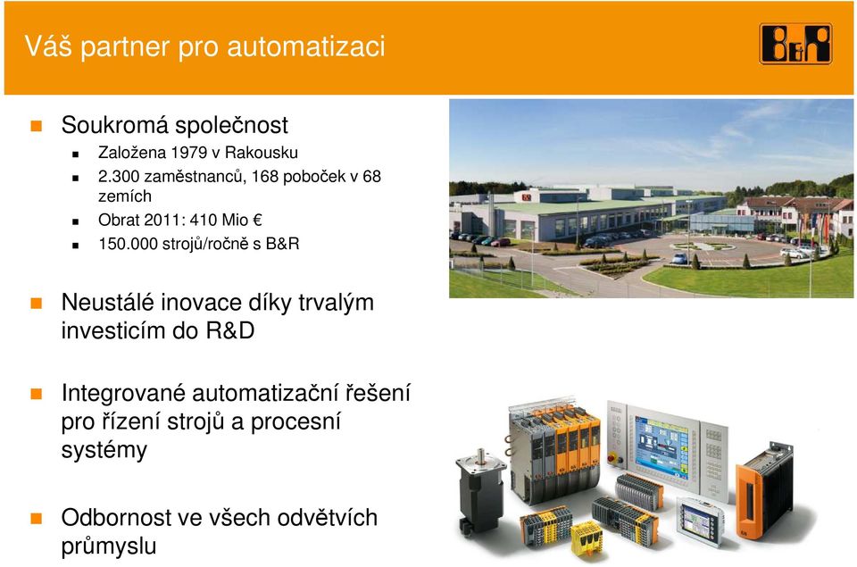 000 strojů/ročně s B&R Neustálé inovace díky trvalým investicím do R&D