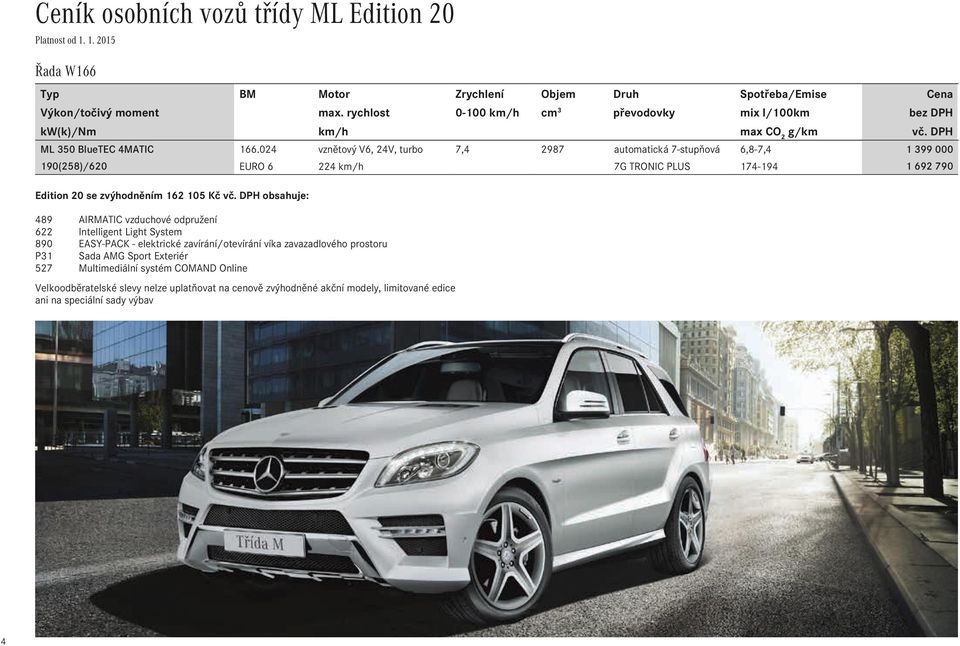 DPH vznětový V6, 24V, turbo 7,4 2987 automatická 7-stupňová 6,8-7,4 1 399 000 190(258)/620 EURO 6 224 km/h 7G TRONIC PLUS 174-194 1 692 790 Edition 20 se zvýhodněním 162 105 Kč vč.