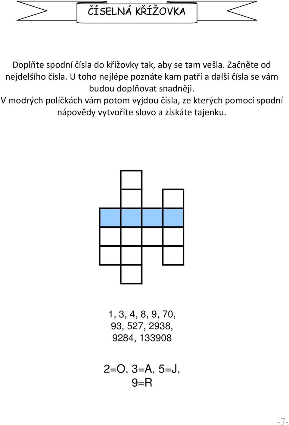 U toho nejlépe poznáte kam patří a další čísla se vám budou doplňovat snadněji.