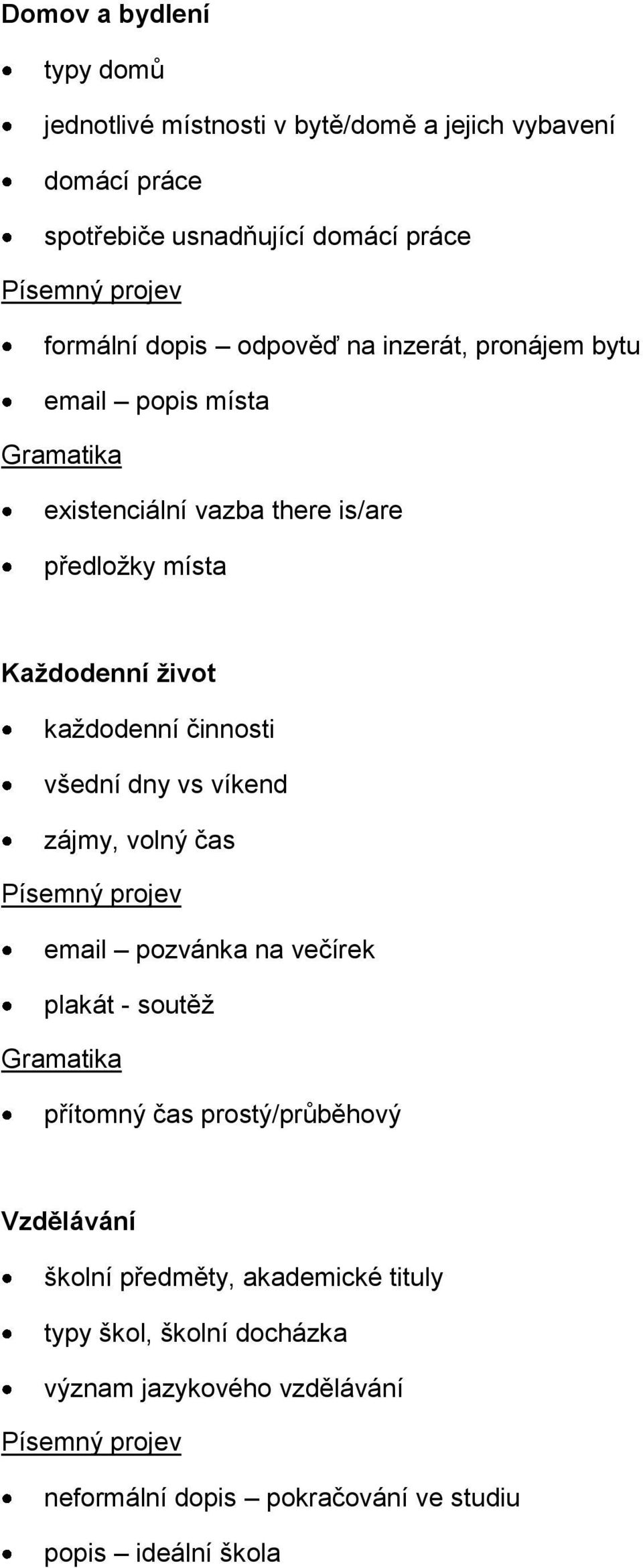 činnosti všední dny vs víkend zájmy, volný čas email pozvánka na večírek plakát - soutěž přítomný čas prostý/průběhový Vzdělávání školní