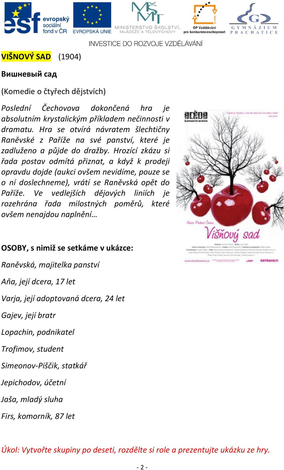 Hrozící zkázu si řada postav odmítá přiznat, a když k prodeji opravdu dojde (aukci ovšem nevidíme, pouze se o ní doslechneme), vrátí se Raněvská opět do Paříže.