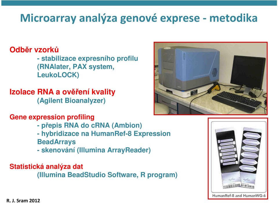 expression profiling - přepis RNA do crna (Ambion) - hybridizace na HumanRef-8 Expression