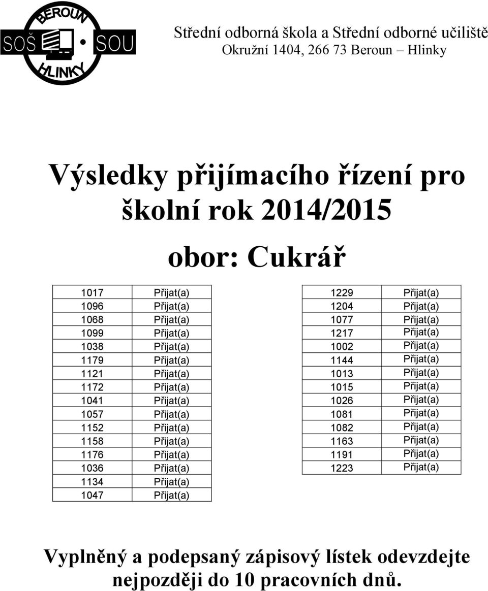 1134 Přijat(a) 1047 Přijat(a) 1229 Přijat(a) 1204 Přijat(a) 1077 Přijat(a) 1217 Přijat(a) 1002 Přijat(a) 1144