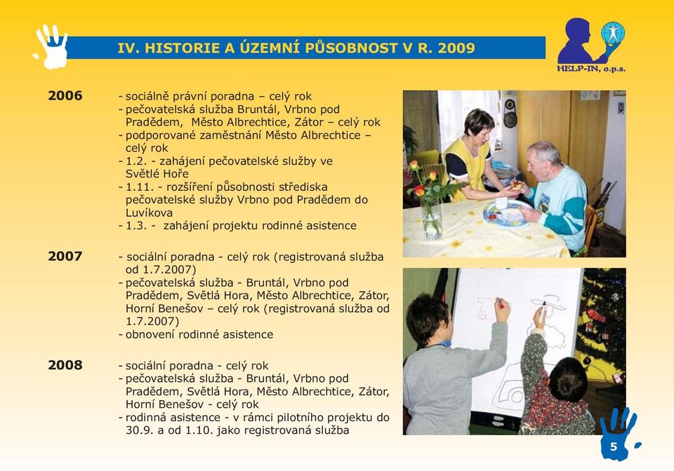 11. - rozšíření působnosti střediska pečovatelské služby Vrbno pod Pradědem do Luvíkova - 1.3. - zahájení projektu rodinné asistence 2007 