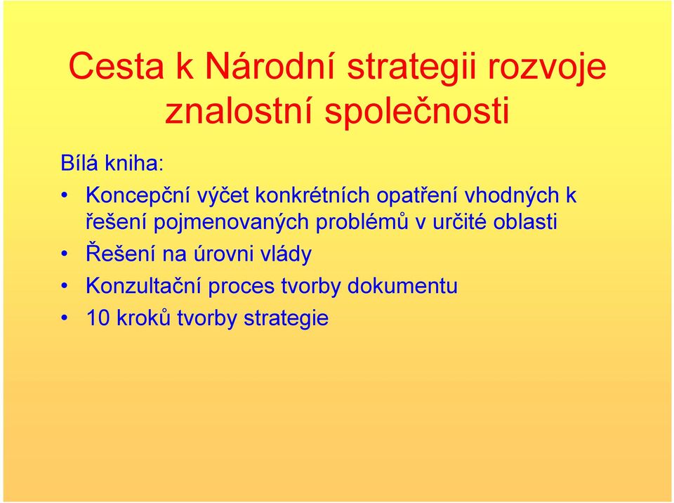 řešení pojmenovaných problémů v určité oblasti Řešení na