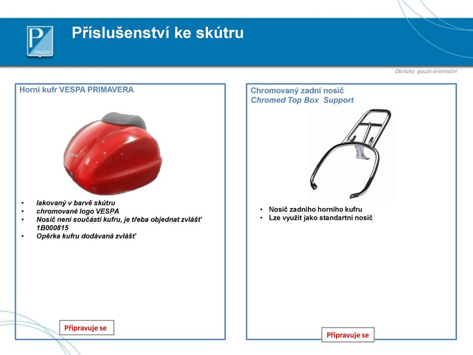 Nosič není součástí kufru, je třeba objednat zvlášť 1B000815 Opěrka kufru dodávaná