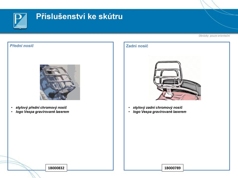 nosič logo Vespa gravírované laserem stylový zadní