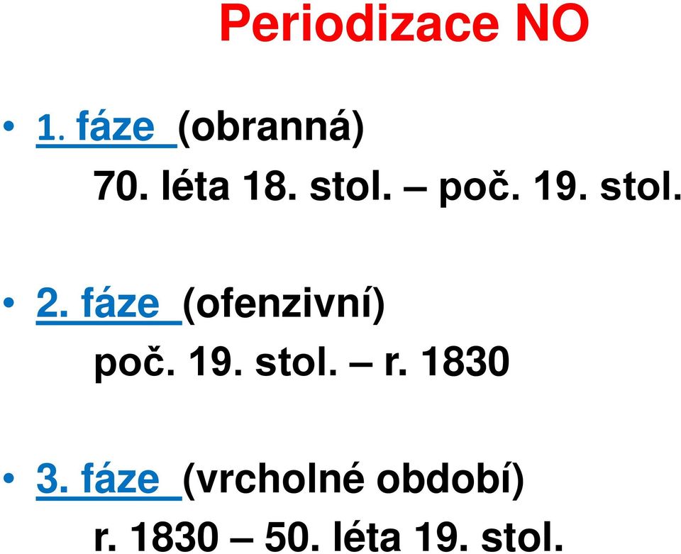 fáze (ofenzivní) poč. 19. stol. r.