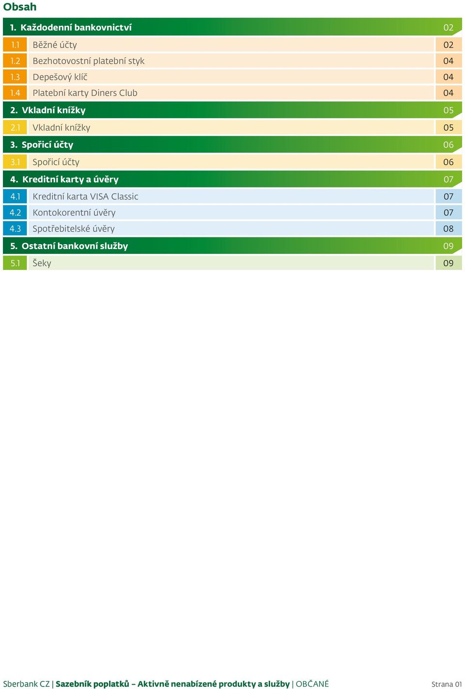 Spořicí účty 06 3.1 Spořicí účty 06 4. Kreditní karty a úvěry 07 4.