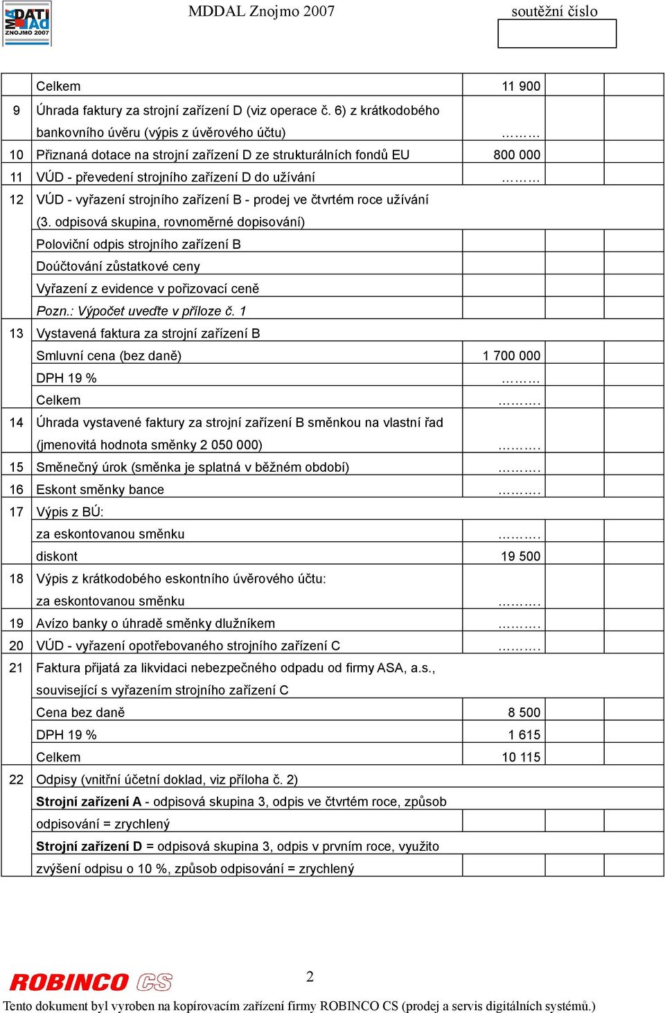 vyřazení strojního zařízení B - prodej ve čtvrtém roce užívání (3.