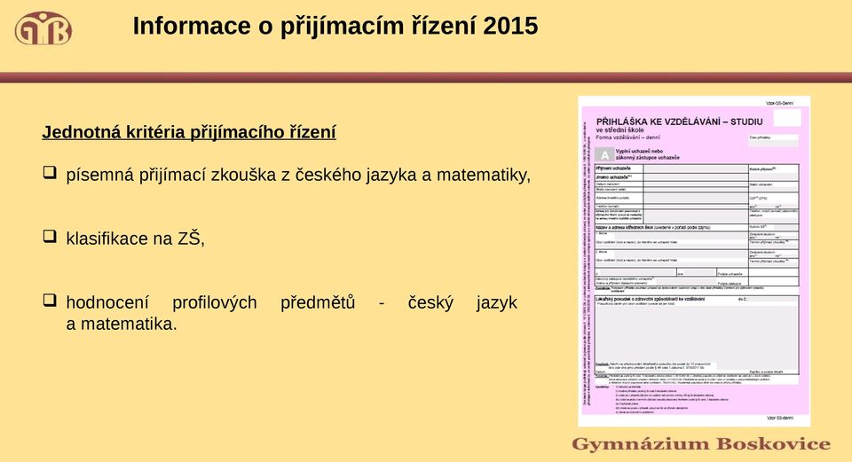 zkouška z českého jazyka a matematiky, klasifikace