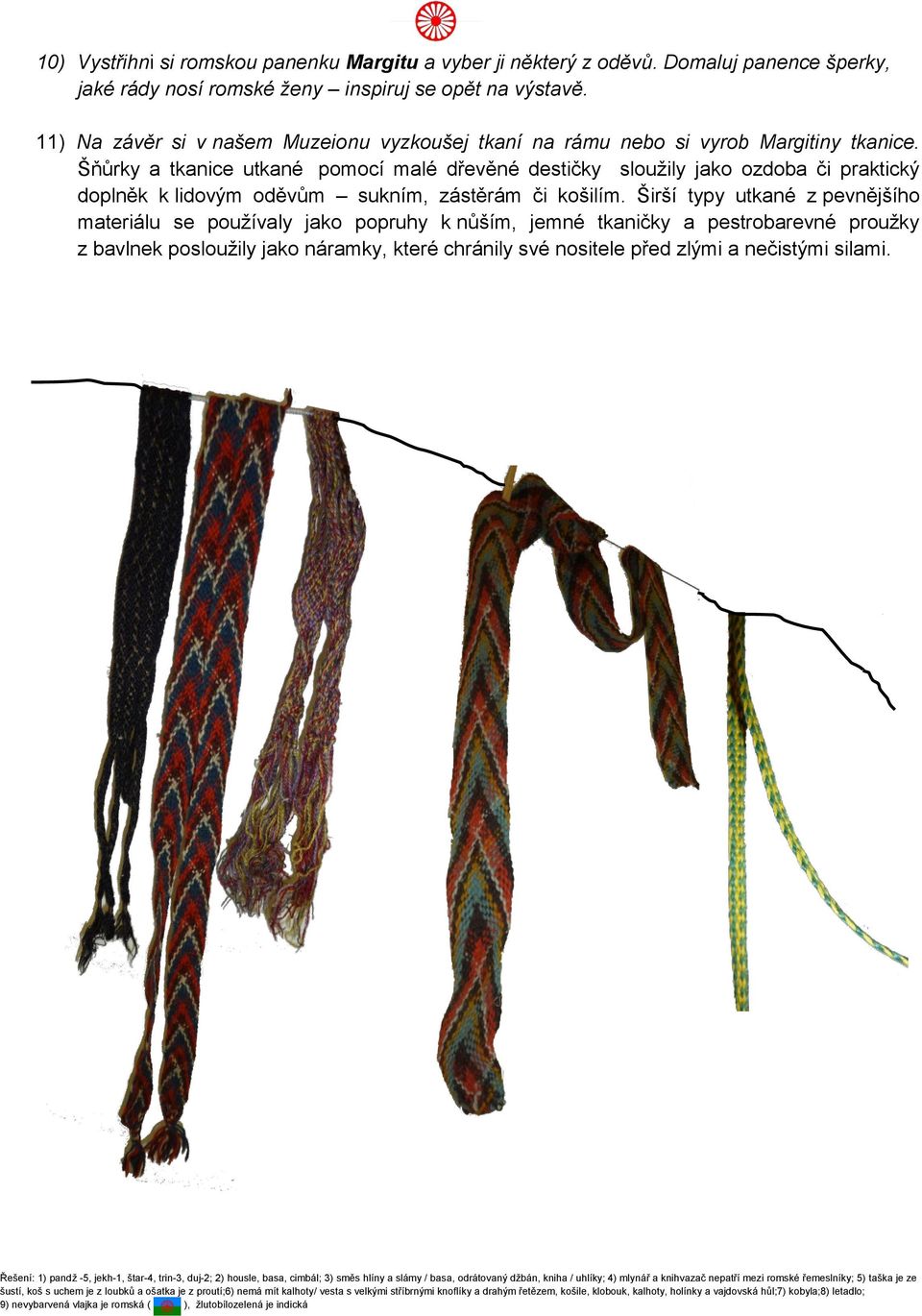 Šňůrky a tkanice utkané pomocí malé dřevěné destičky sloužily jako ozdoba či praktický doplněk k lidovým oděvům sukním, zástěrám či košilím.
