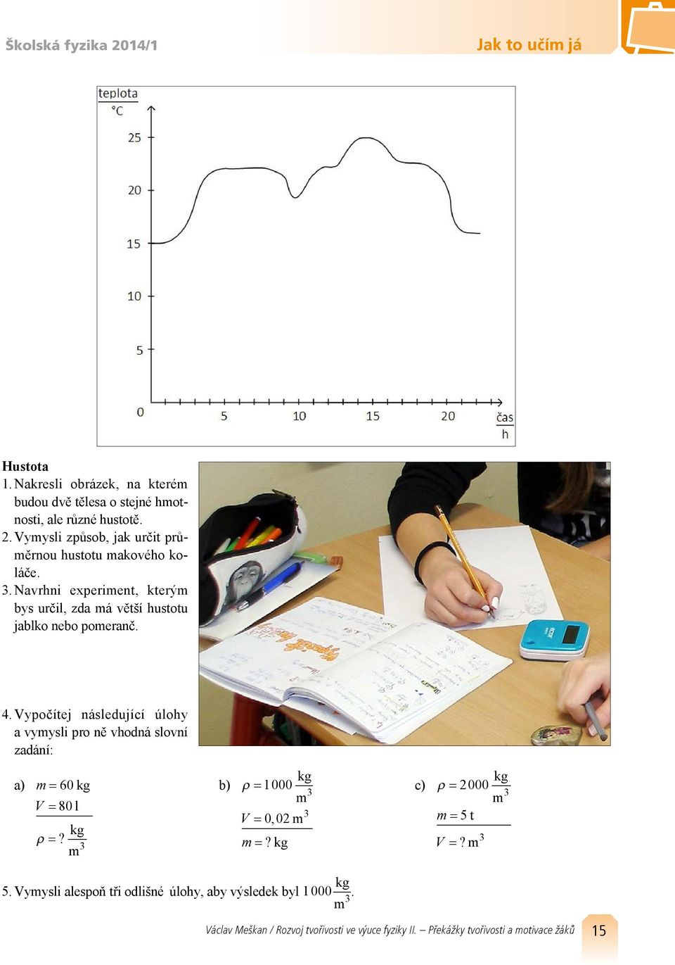 Vymysli způsob, jak určit průměrnou hustotu makového koláče.