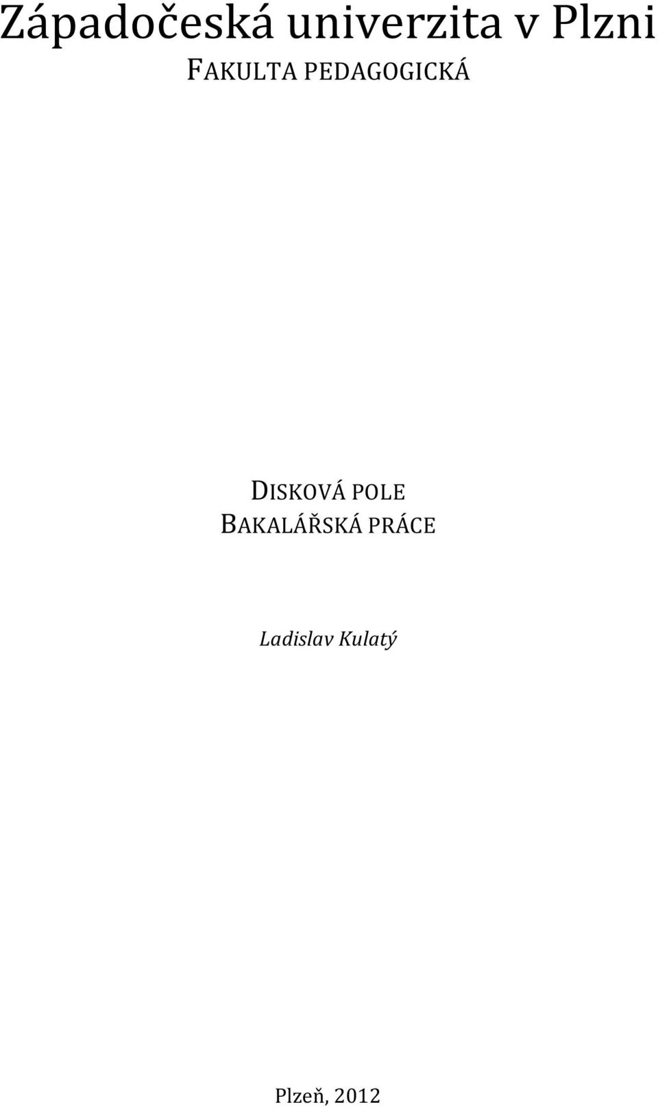 DISKOVÁ POLE BAKALÁŘSKÁ