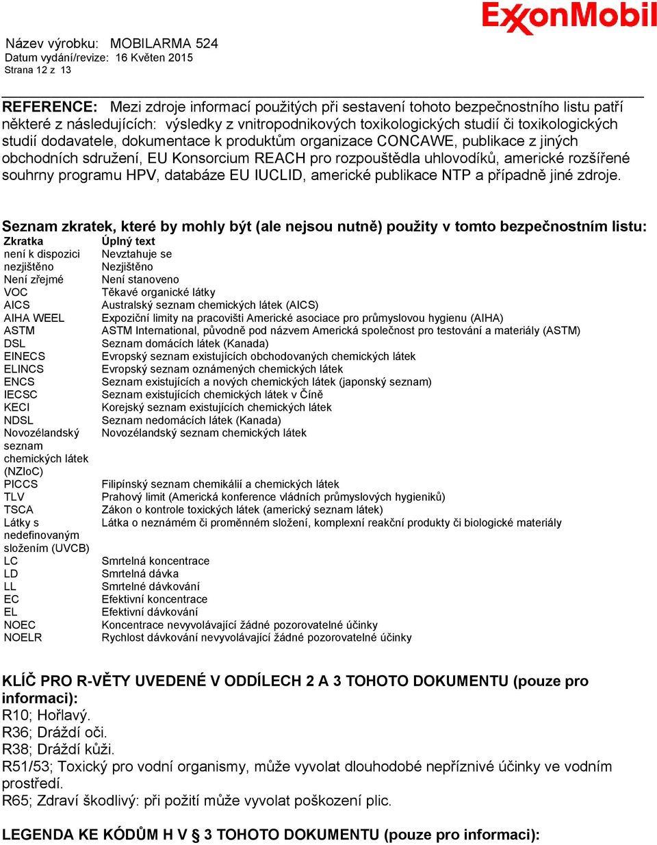 programu HPV, databáze EU IUCLID, americké publikace NTP a případně jiné zdroje.