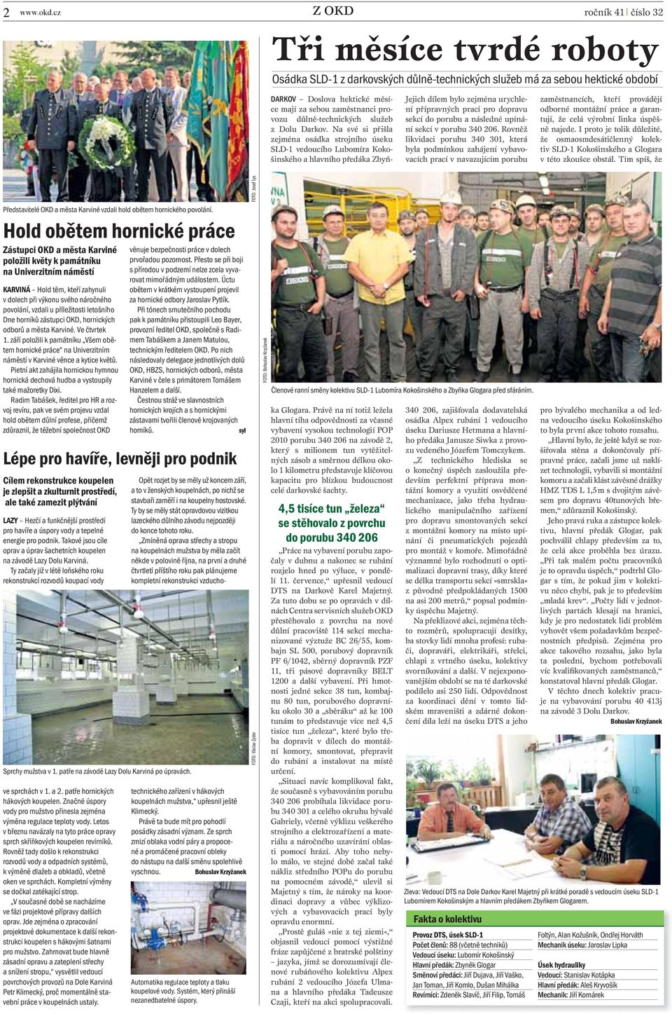 sekcí do porubu a následné upínání sekcí v porubu 340 206.