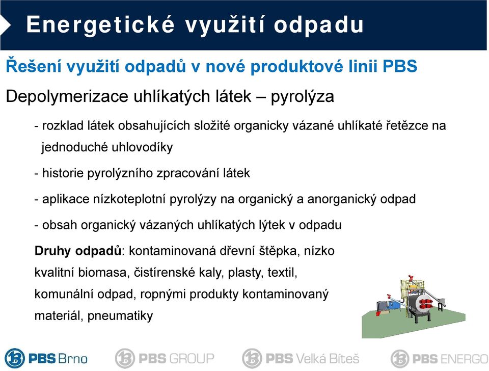 pyrolýzy na organický a anorganický odpad - obsah organický vázaných uhlíkatých lýtek v odpadu Druhy odpadů: kontaminovaná