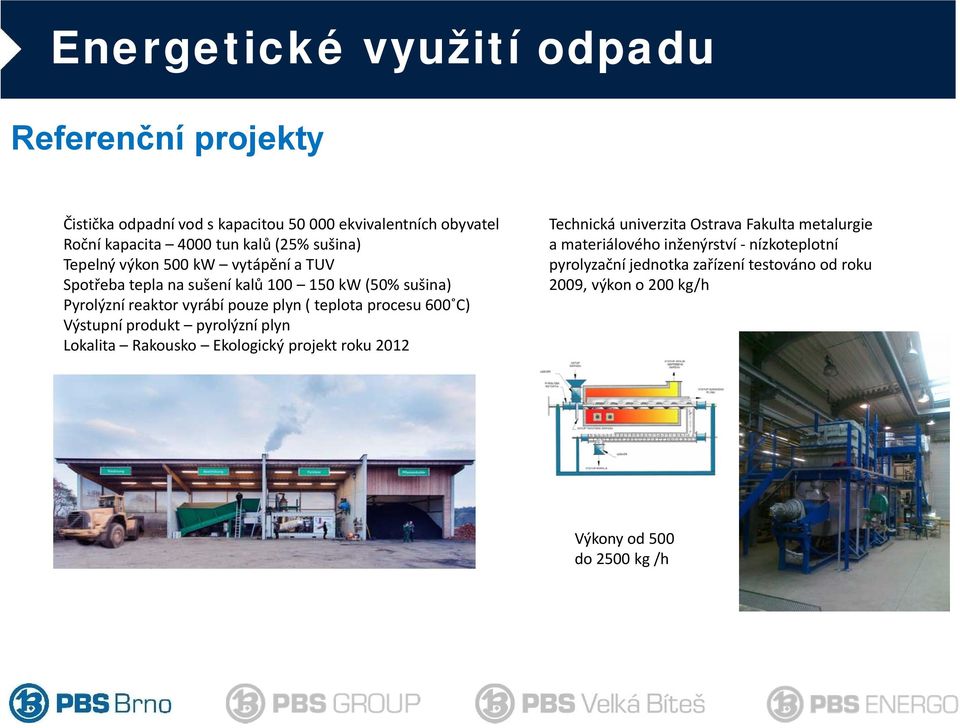 600 C) Výstupní produkt pyrolýzní plyn Lokalita Rakousko Ekologický projekt roku 2012 Technická univerzita Ostrava Fakulta metalurgie a