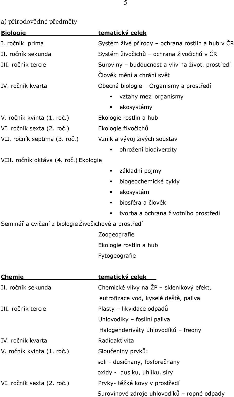 ročník septima (3. roč.