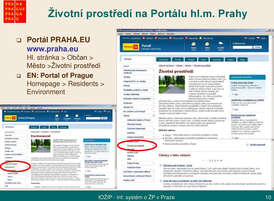 stránka > Občan > Město >Životní prostředí EN:
